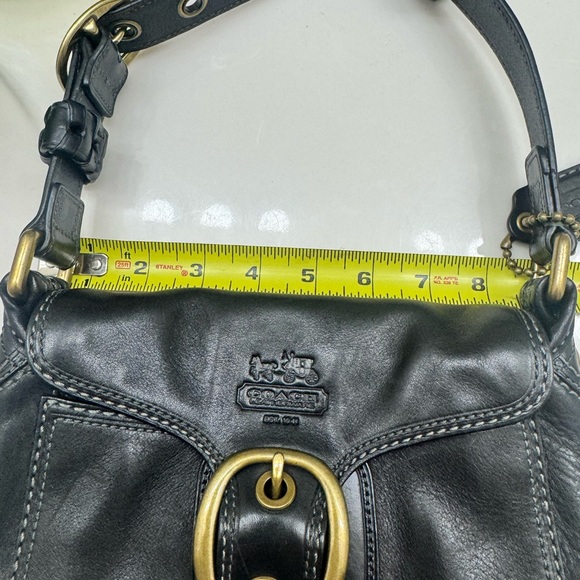 Coach Black Leather Shoulder Bag with Gold Accents - Picture 4 of 15